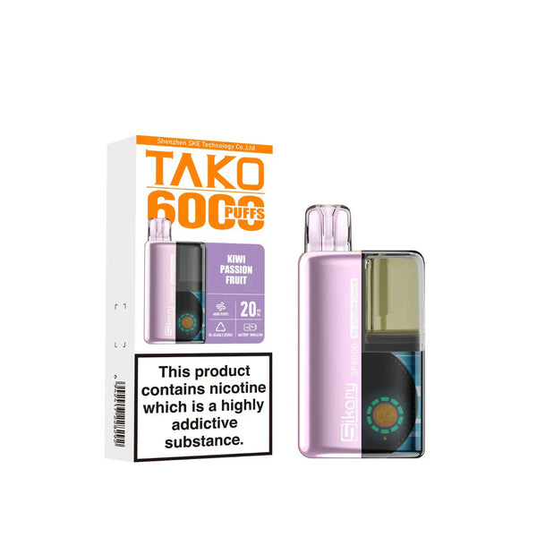 Image Of SKE Sikary TAKO SP6000 puffs Prefilled Pod Kit - Box Of 5 With Flavour Kiwi Passion Fruit