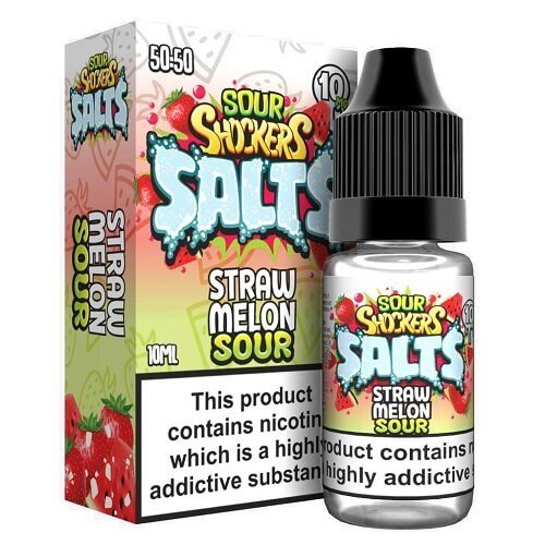 Sour Shockers Nic Salt 10ml Pack of 5 Available in Straw Melon Sour Flavour