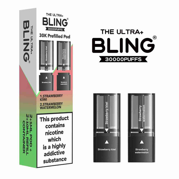 The Bling Ultra Plus 30k Replacement Pods Box of 5 - with Strawberry Watermelon & Kiwi flavour Wholesale Price !