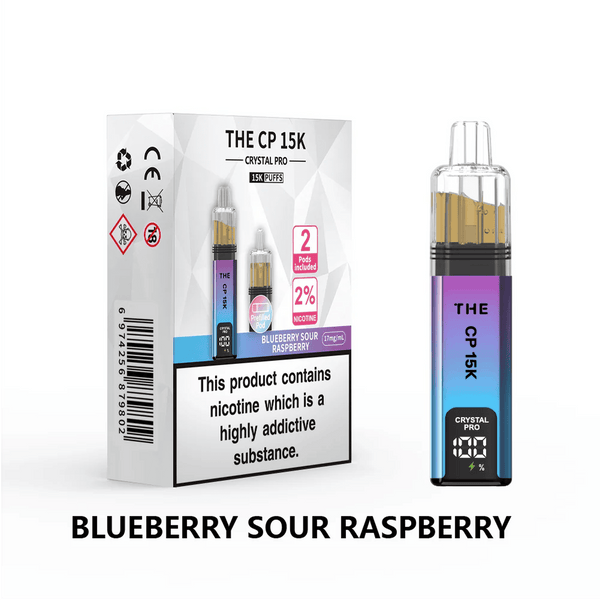 The Crystal Pro CP 15k Prefilled Vape Kit Box of 5, Blueberry Sour Raspberry Flavour