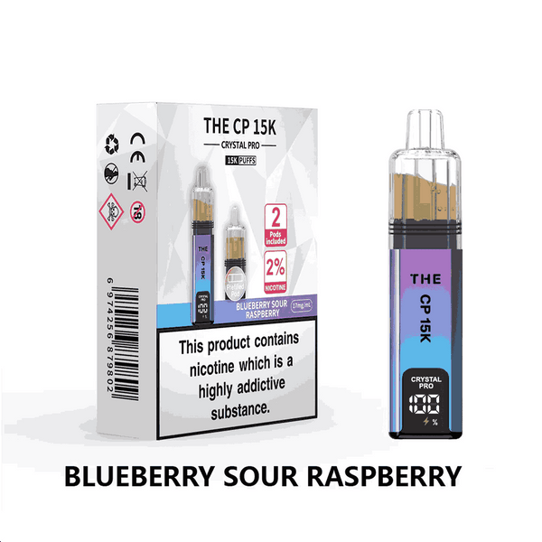 The Crystal Pro CP 15k Prefilled Vape Kit Box of 5, Blueberry Sour Raspberry Flavour