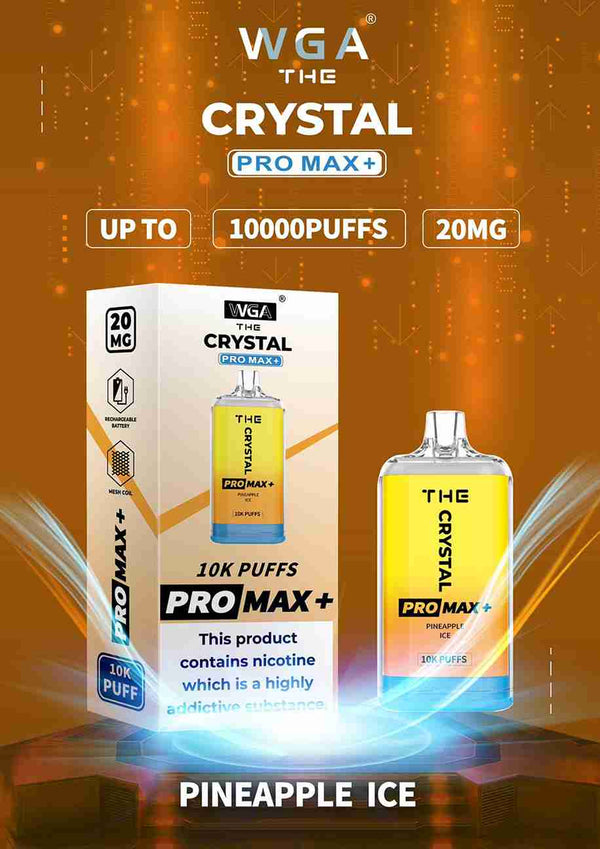The WGA Crystal Pro Max 10000 - Box of 10 -with Pineapple Ice Flavour
