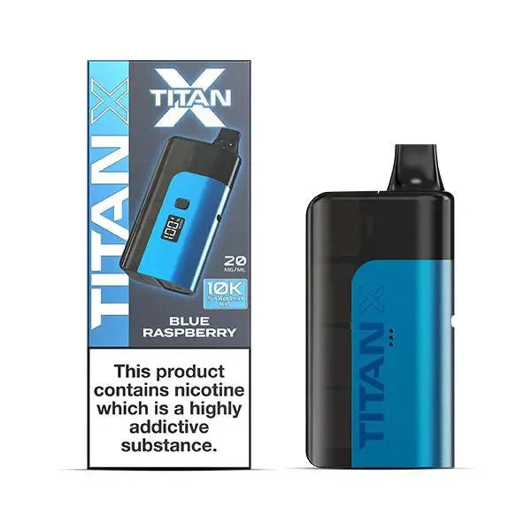 Titan X 10k Prefilled Vape Pod Kit Box of 5 - available in Blueberry Raspberry Flavor