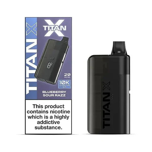Titan X 10k Prefilled Vape Pod Kit Box of 5 - available in Blueberry Sour Razz Flavor