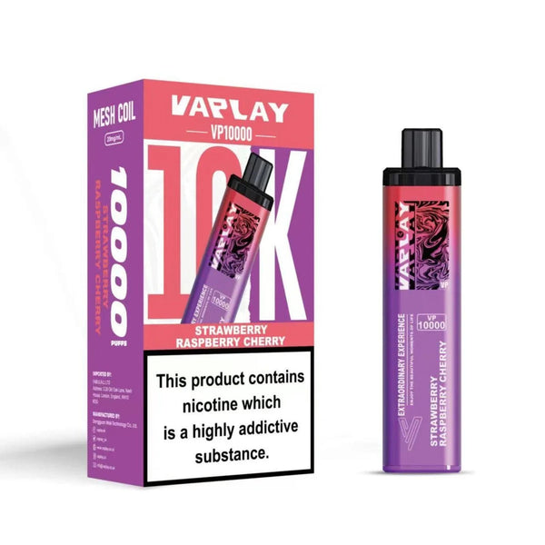 Vaplay VP10000 Prefilled Pod Vape Kit Box of 5 - Strawberry Raspberry cherry