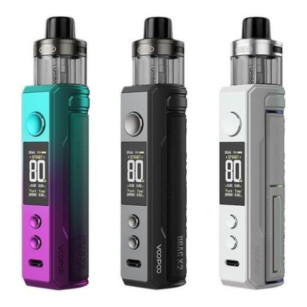 Voopoo Drag X2 Pod Kit, Sky Blue, Grey Metal, Colourful Silver Color