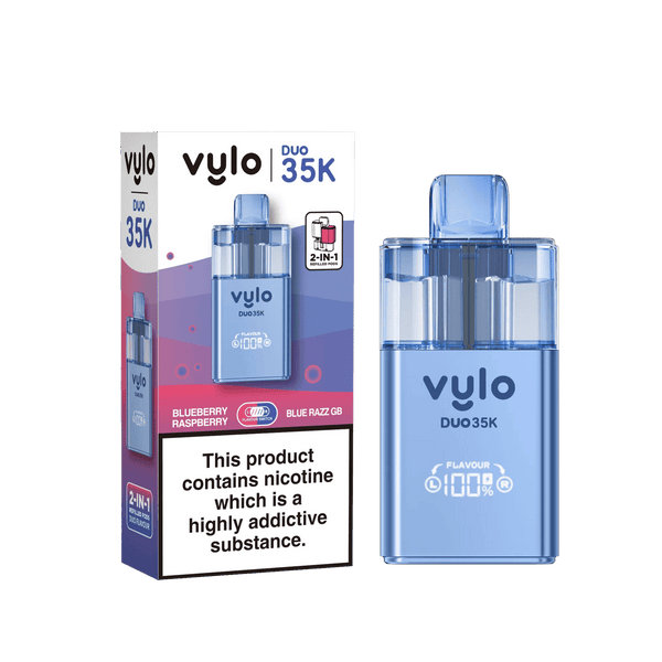 Vylo Duo 35k Prefilled 2 in 1 Pod Vape Box of 5 - Blueberry Raspberry & Blue Razz GB Flavour
