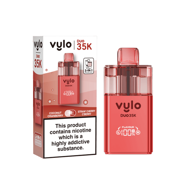 Vylo Duo 35k Prefilled 2 in 1 Pod Vape Box of 5 - Coconut Cranberry & Straw Cherry Cranberry Flavour