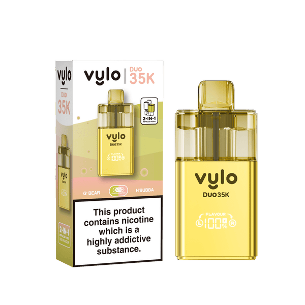 Vylo Duo 35k Prefilled 2 in 1 Pod Vape Box of 5 - Available In Gummy Bear & Hubba Bubba
