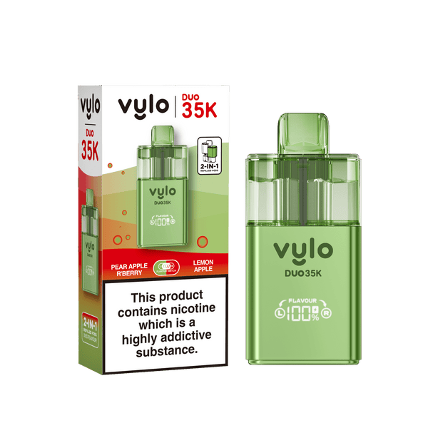 Vylo Duo 35k Prefilled 2 in 1 Pod Vape Box of 5 - Available In Pear Apple Raspberry & Lemon Apple