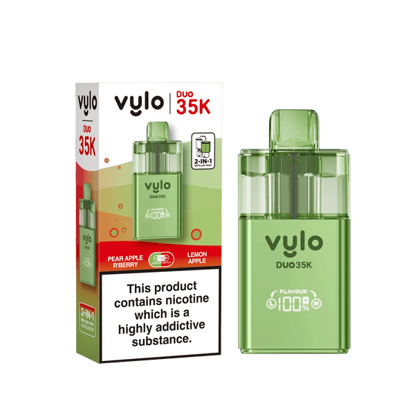 Vylo Duo 35k Prefilled 2 in 1 Pod Vape Box of 5 - Available In Pear Apple Raspberry & Lemon Apple