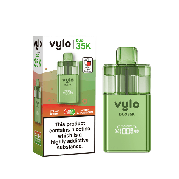 Vylo Duo 35k Prefilled 2 in 1 Pod Vape Box of 5 - Available In Straw B Gum & Green Apple B Gum