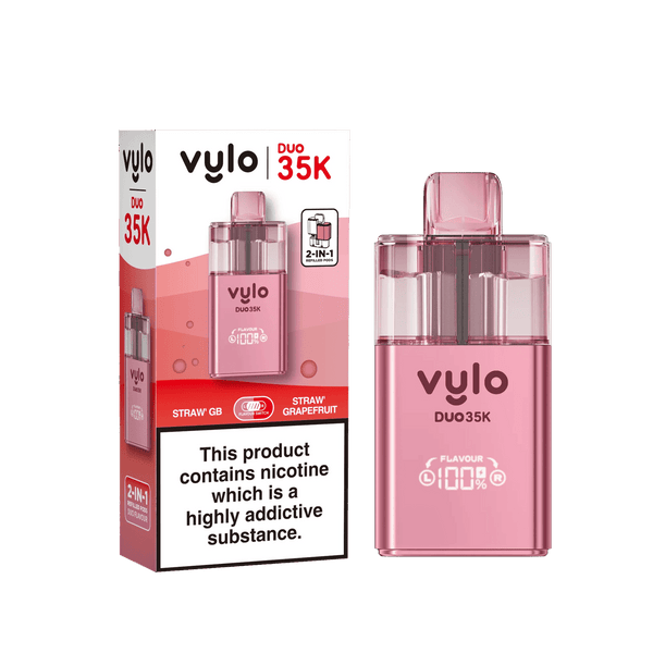 Vylo Duo 35k Prefilled 2 in 1 Pod Vape Box of 5 - Available In Straw GB & Straw Grapefruit