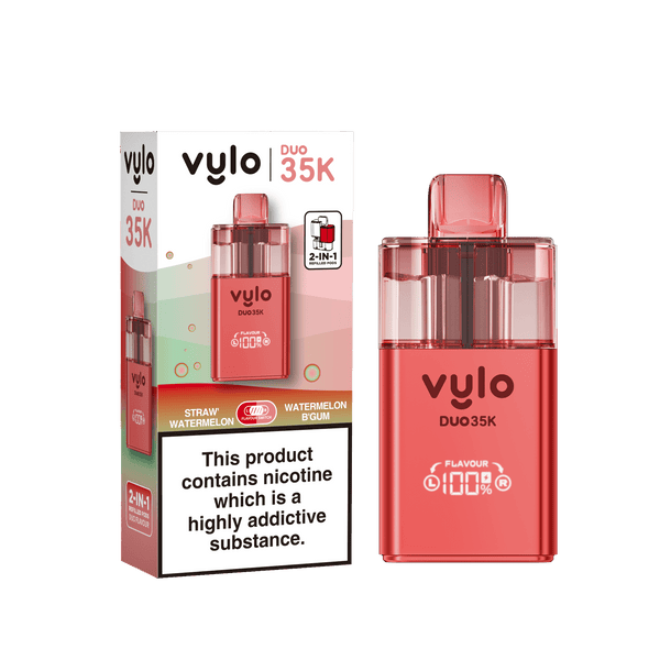 Vylo Duo 35k Prefilled 2 in 1 Pod Vape Box of 5 - Available In Straw Watermelon & Watermelon B Gum