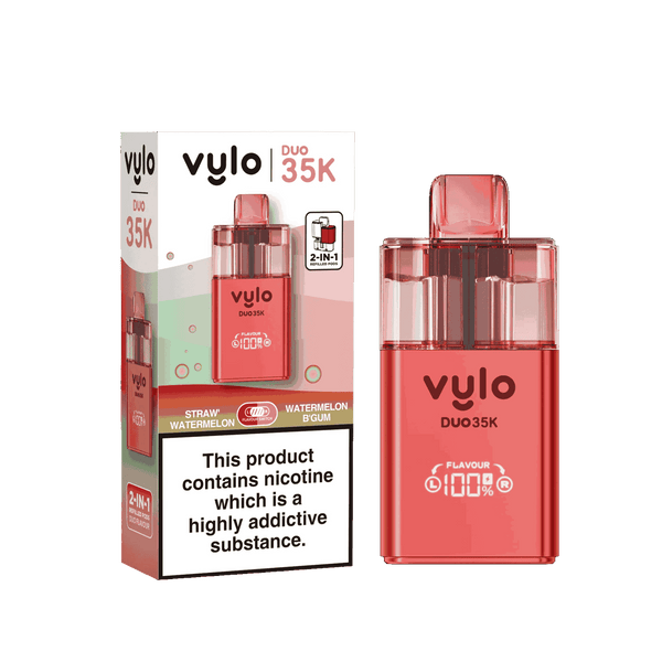 Vylo Duo 35k Prefilled 2 in 1 Pod Vape Box of 5 - Available In Straw Watermelon & Watermelon B Gum