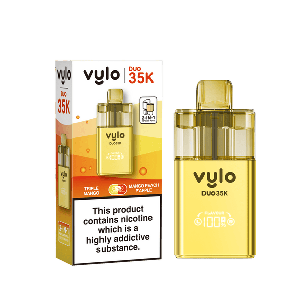 Vylo Duo 35k Prefilled 2 in 1 Pod Vape Box of 5 - Triple Mango & Mango Peach Pineapple Flavour