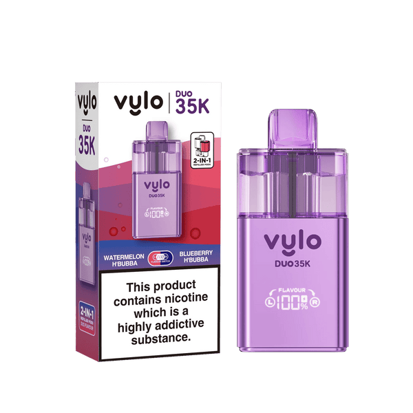 Vylo Duo 35k Prefilled 2 in 1 Pod Vape Box of 5 - Watermelon Hubba Bubba & Blueberry Hubba Bubba Flavour