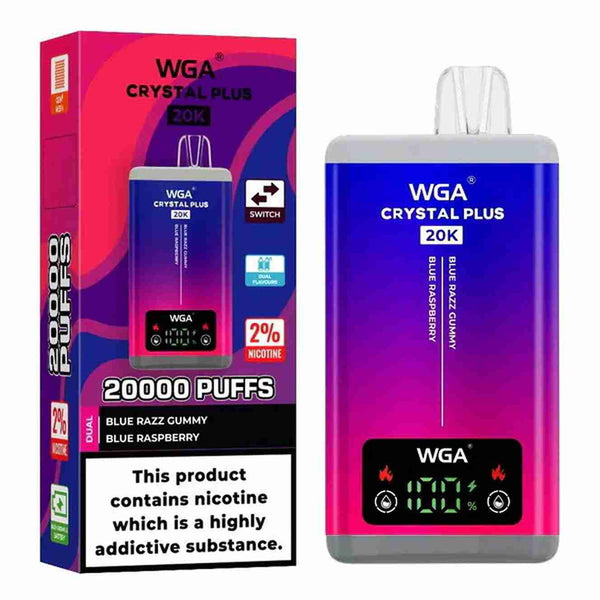 WGA Crystal Plus 20000 Puffs Vape - Flavour with Blue Razz Gummy and Blue Raspberry flavour