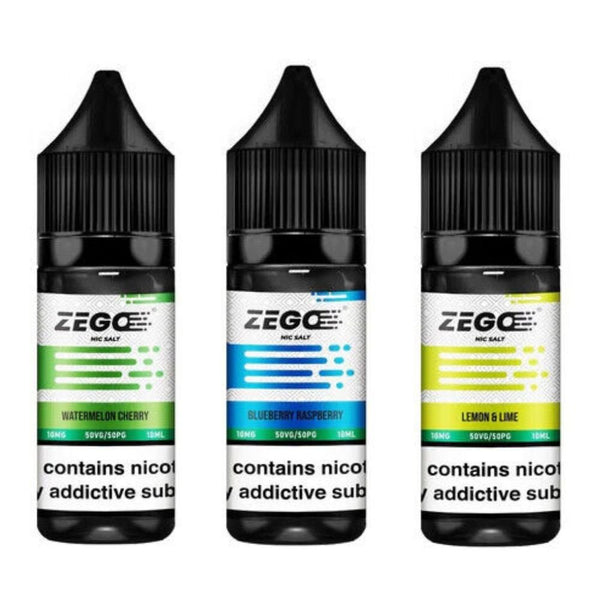 Zego Nic Salt 10ml Pack of 10 Available in Watermelon Cherr Blueberry Raspberry Lemon & Lime Flavour