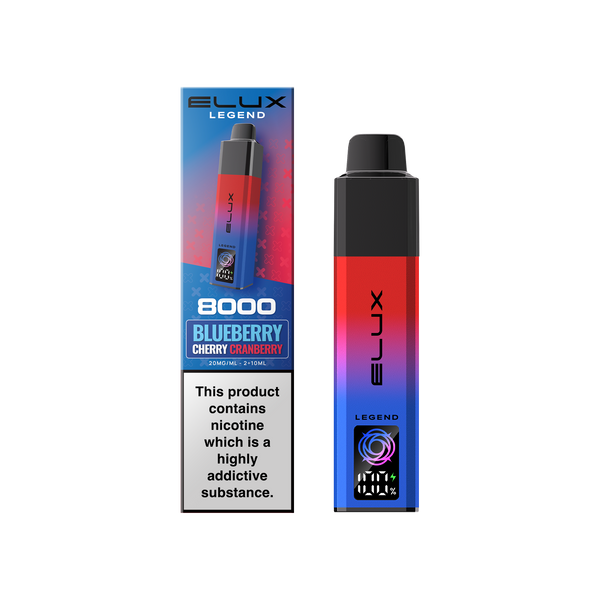 Buy Elux Legend 8000 Pod Vape Kit Box of 5 Blueberry Cherry Cranberry