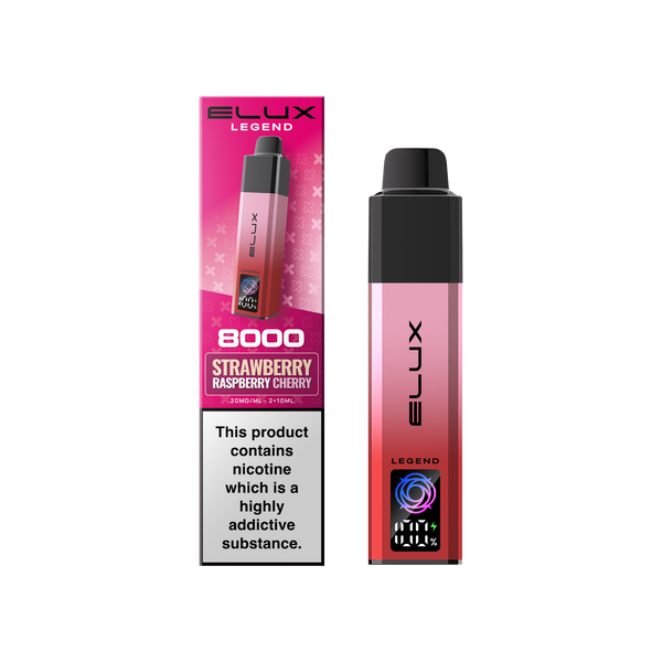 Buy Elux Legend 8000 Pod Vape Kit Box of 5 Strawberry Raspberry Cherry