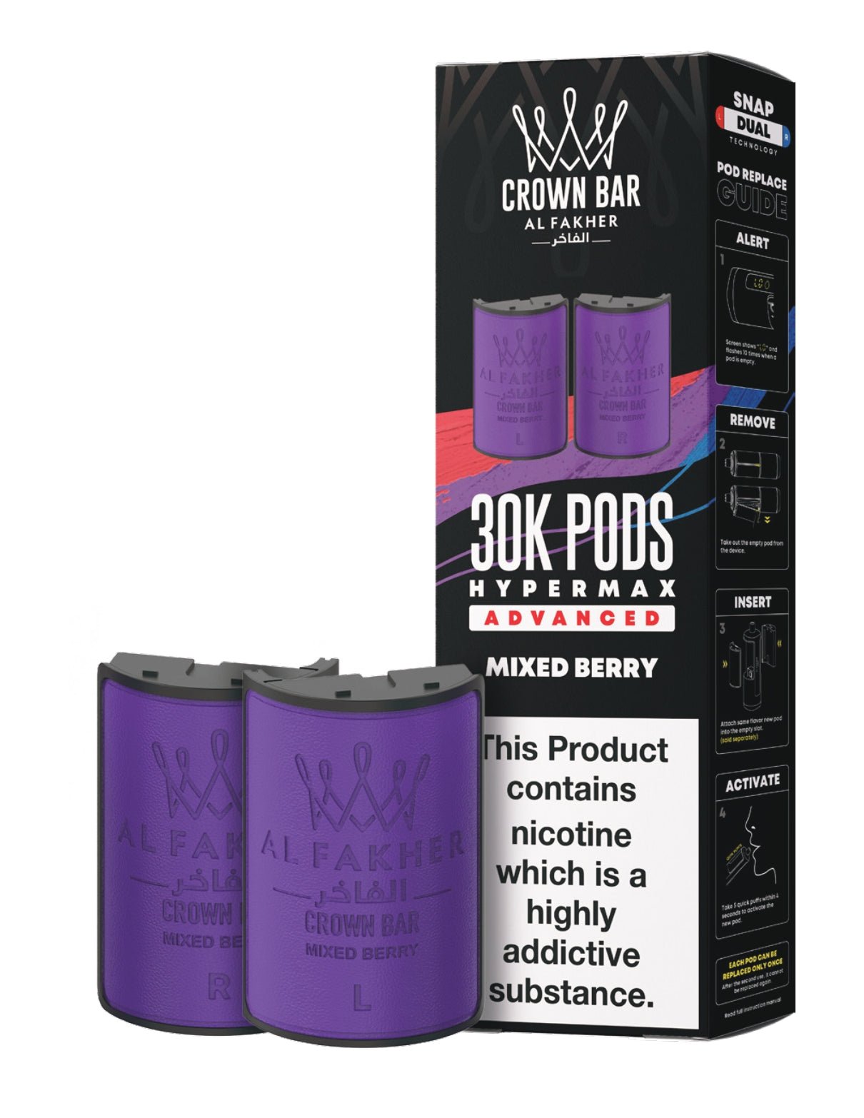 Al Fakher Crown Bar 30K Hypermax Refills Pods - Box of 5 Al Fakher Crown Bar 30K Hypermax Refills Pods - Box of 5