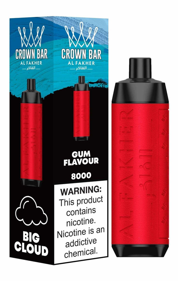 Al Fakher Crown Bar 8000 Puffs Disposable Vape Box of 10 with Gum flavour