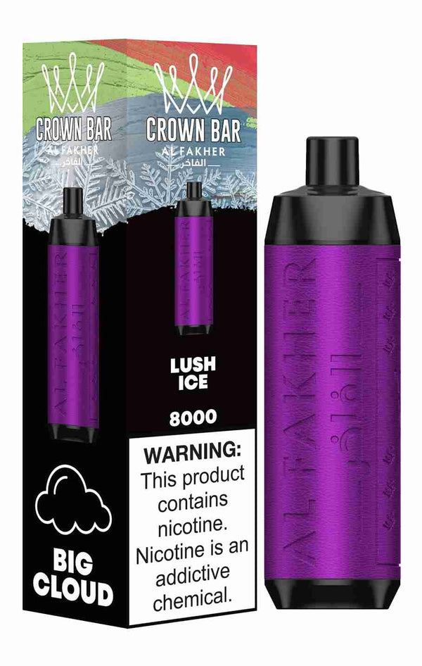 Al Fakher Crown Bar 8000 Puffs Disposable Vape Box of 10 with Lush Ice flavour