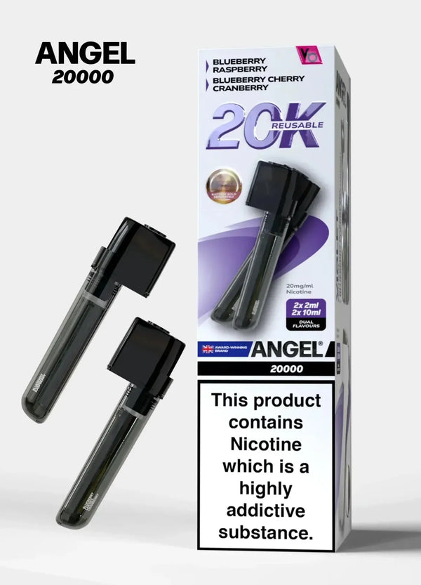 Angel 20000 Puffs Prefilled Pods Box of 5, Blueberry Raspberry, Blueberry Cherry Cranberry Flavour