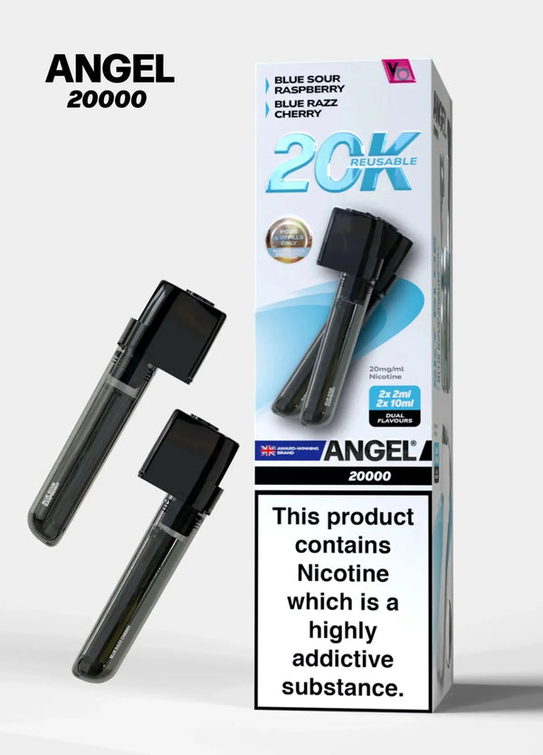 Angel 20000 Puffs Prefilled Pods Box of 5, Blue Sour Raspberry, Blue Razz Cherry Flavour