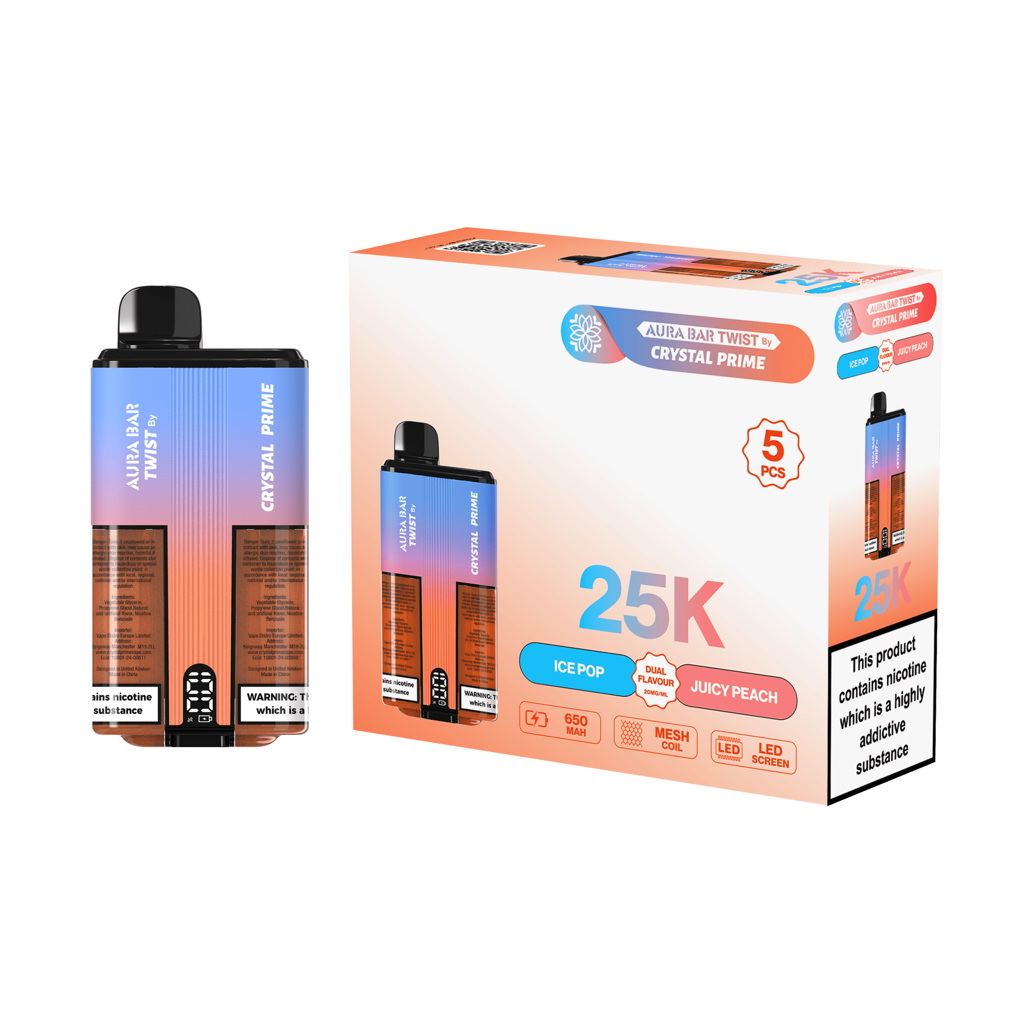 Crystal Prime Aura Bar Twist 25K Prefilled Kit - Box of 5 Crystal Prime Aura Bar Twist 25K Prefilled Kit - Box of 5