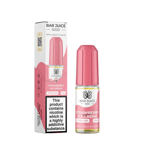 Bar Juice 5000 Nic Salt 10ml - Box of 10 Available In Strawberry Ice Cream Flavour 