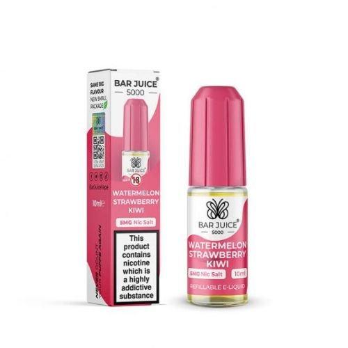 Bar Juice 5000 Nic Salt 10ml - Box of 10 Available In Watermelon Strawberry Kiwi Flavour 