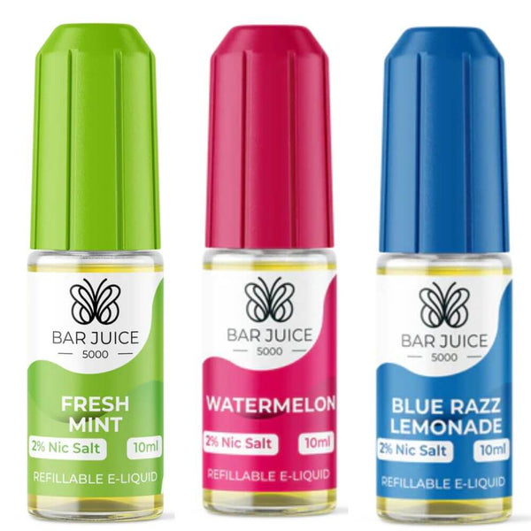 Bar Juice 5000 Nic Salt 10ml - Box of 10 Available In Fresh Mint Watermelon Blue Razz Lemonade Flavour 