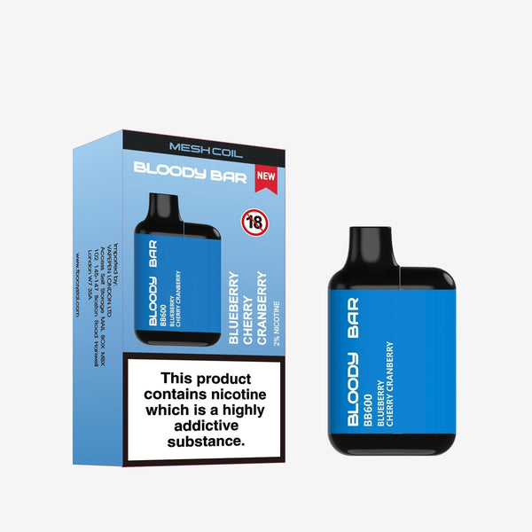 Image of Bloody Bar BB600 Prefilled Pod Vape Pack of 10. FlavourBlueberry Cherry Cranberry