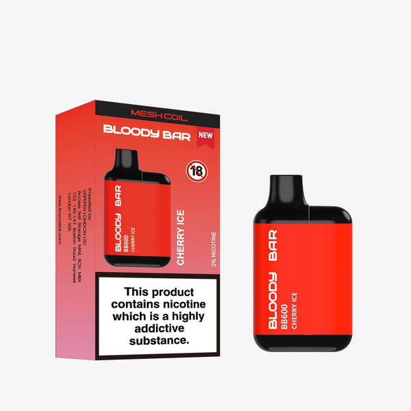 Image of Bloody Bar BB600 Prefilled Pod Vape Kit Pack of 10. Flavour Cherry Ice