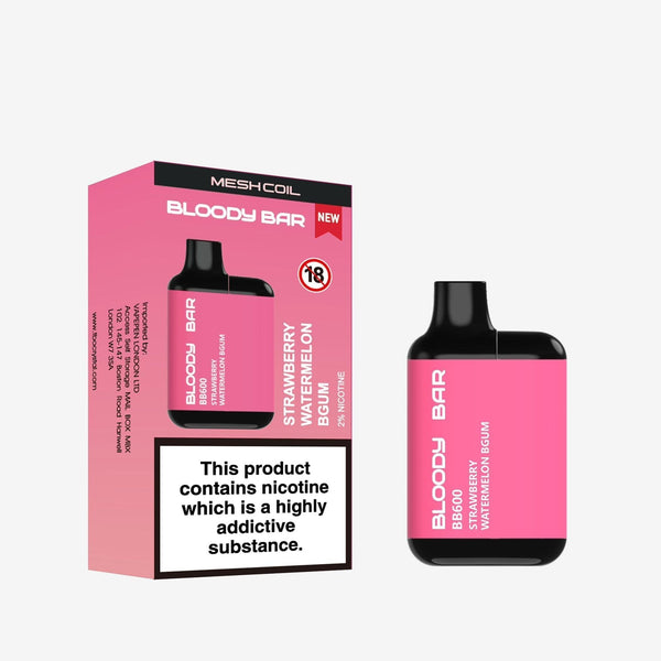 Image of Bloody Bar BB600 Prefilled Pod Vape Kit. Flavour Strawberry Watermelon BGum