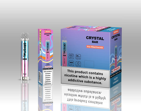 Image of Crystal Bar Original 600 Prefilled Pod Kit Pack of 10 - Flavour Fizzy Cherry