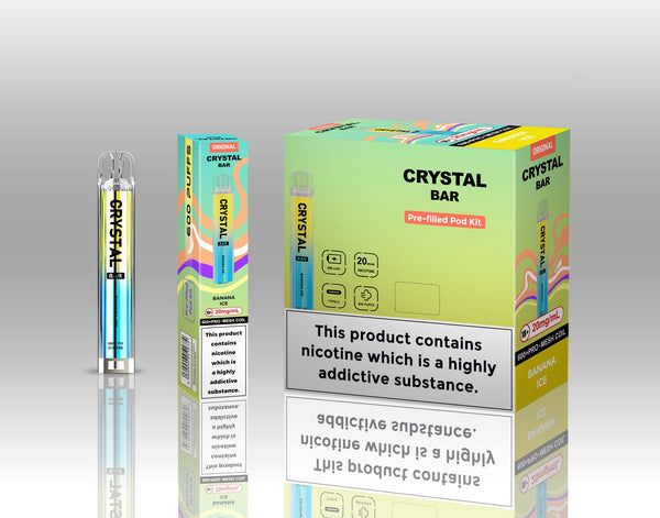 Image of Crystal Bar Original 600 Prefilled Pod Kit Pack of 10 - Flavour Banana Ice