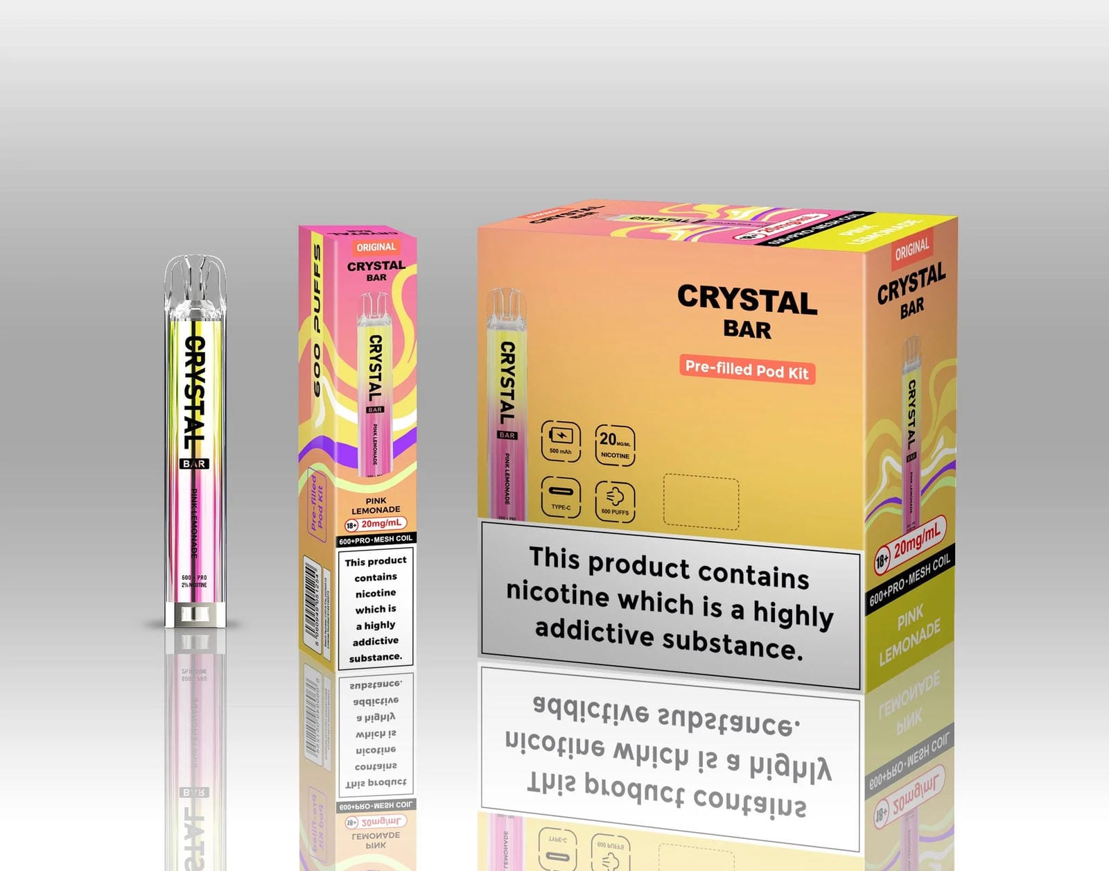 Crystal Bar Original 600 Prefilled Pod Kit - Pack of 10 Crystal Bar Original 600 Prefilled Pod Kit - Pack of 10