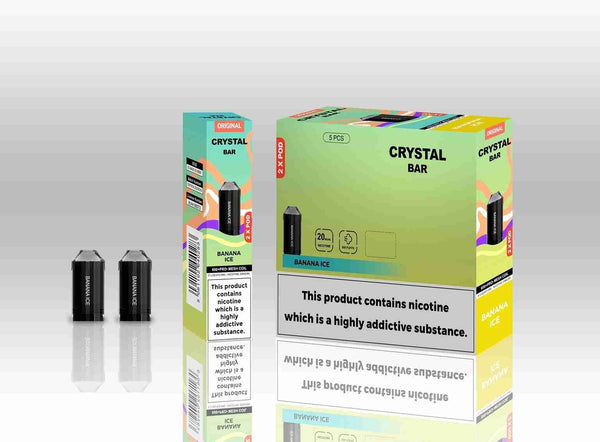 Crystal Bar Original 600 Replacement Pods Pack of 10 -with Banana Ice flavour Wholesale Price !