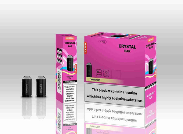 Crystal Bar Original 600 Replacement Pods Pack of 10 - with Cherry ice flavour Wholesale Price !