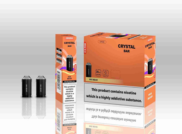 Crystal Bar Original 600 Replacement Pods Pack of 10 - with Mix Bear flavour Wholesale Price !