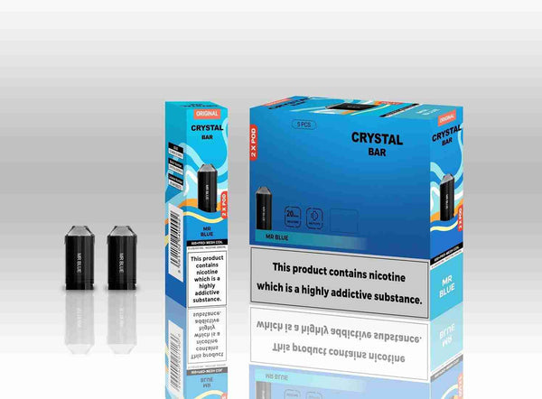 Crystal Bar Original 600 Replacement Pods Pack of 10 - with Mr Blue flavour Wholesale Price !