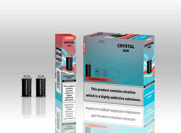 Crystal Bar Original 600 Replacement Pods Pack of 10 - with Strawberry Brust flavour Wholesale Price !