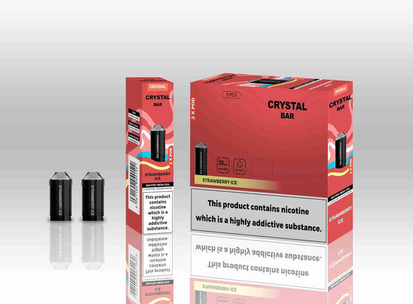 Crystal Bar Original 600 Replacement Pods Pack of 10 - with Strawberry Ice flavour Wholesale Price !