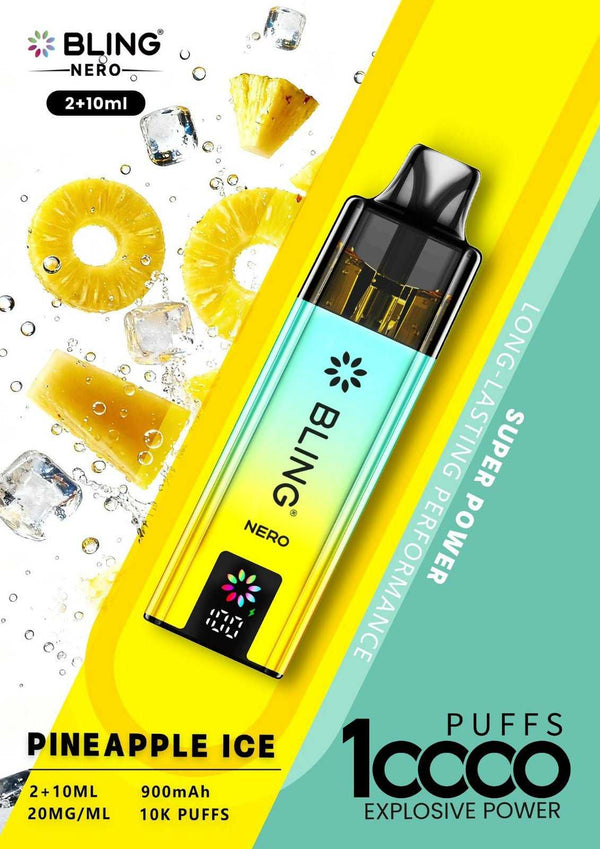 Crystal Bling Nero 10k Vape Kit Box of 5 - with Pineapple Ice flavour