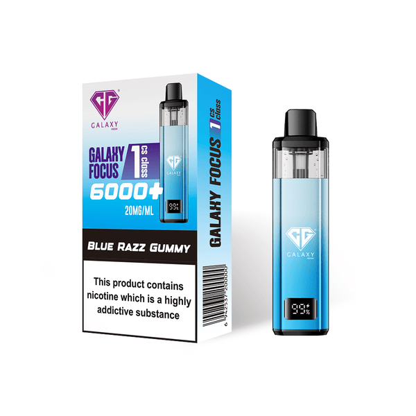 Crystal Galaxy Focus 6000 Vape Kit Box of 5 - Blue Razz Gummy - vapeukwholesale