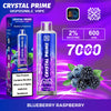Crystal Prime 7000 Puff Disposable Vape Box of 10 - Flavour Blue Berry Raspeberry