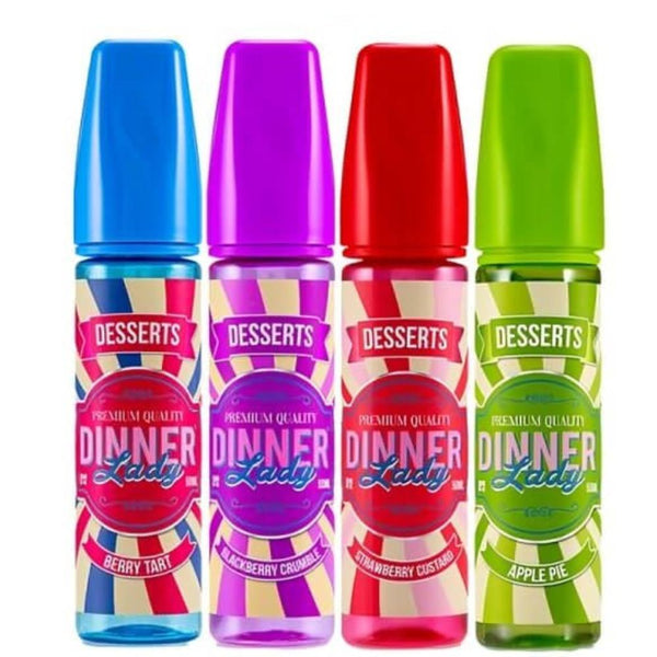 Dinner Lady 50ml Shortfill, Berry Tart, Blackberry Crumble, Strawberry Custard, Apple Pie Flavour